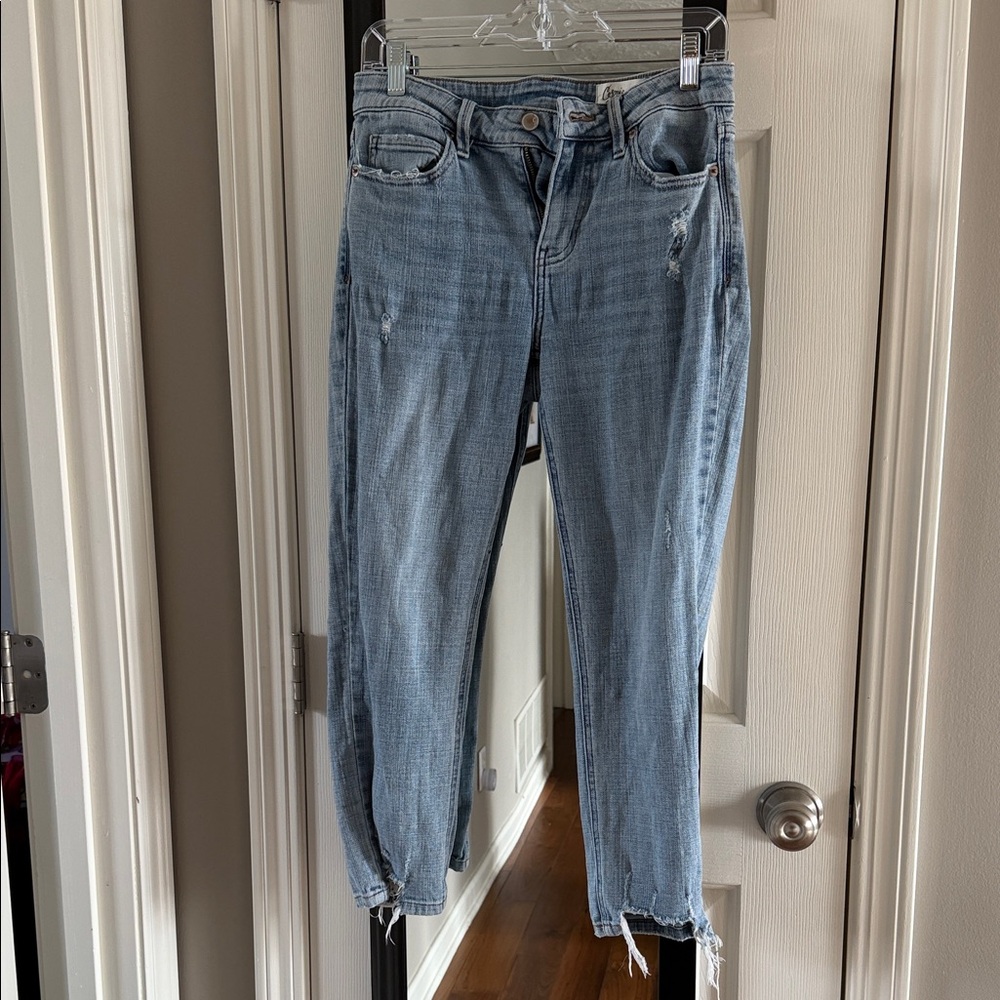 Cosmic Blue LoveLight Blue Women's Distressed Slim Jeans